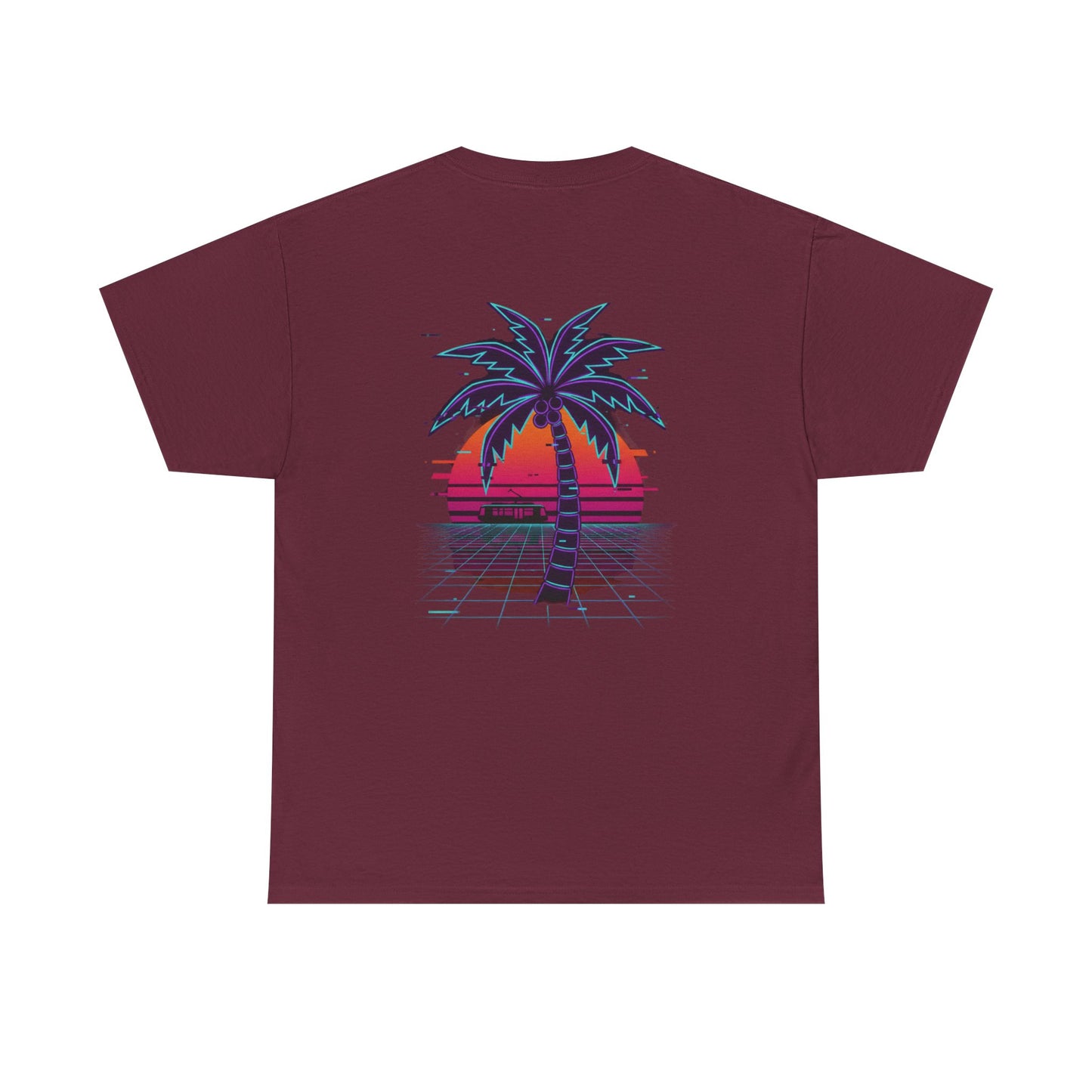 Retro Palm Tree Sunset T-Shirt — Vintage Tropical Beach Tee