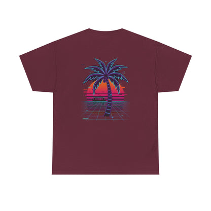 Retro Palm Tree Sunset T-Shirt — Vintage Tropical Beach Tee