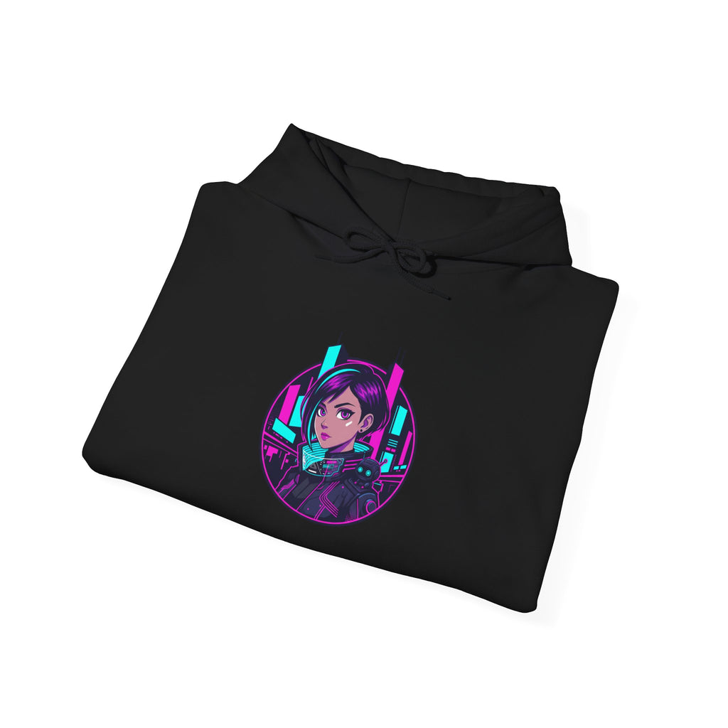 Cyber City Anime Hoodie – Neon Retro Dystopia Streetwear