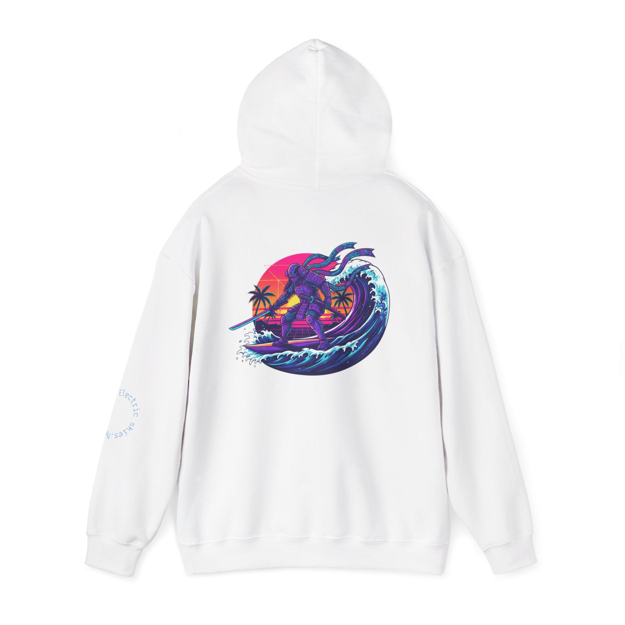 Future Paradise Hoodie — Retro Surf Samurai Graphic Pullover